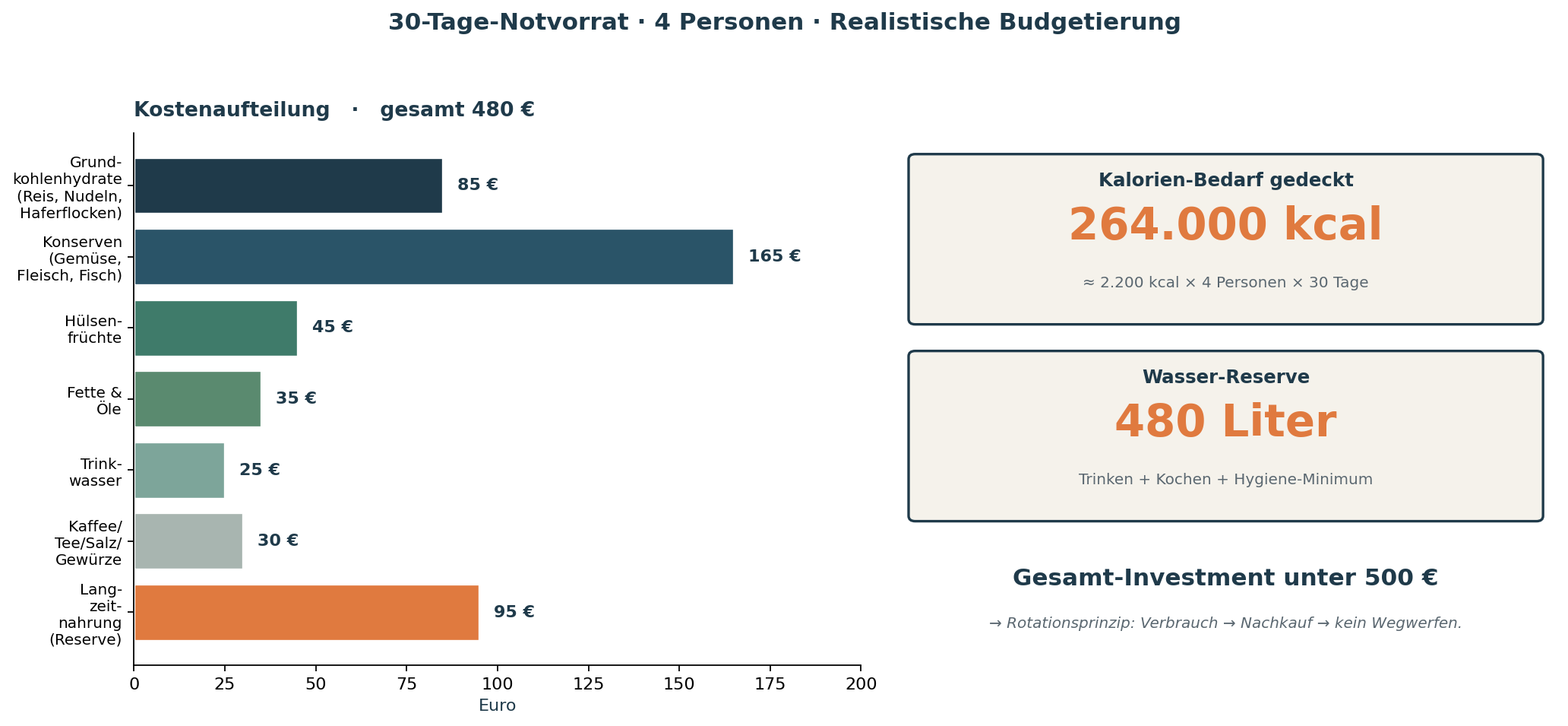 30-Tage-Notvorrat Kostenaufteilung